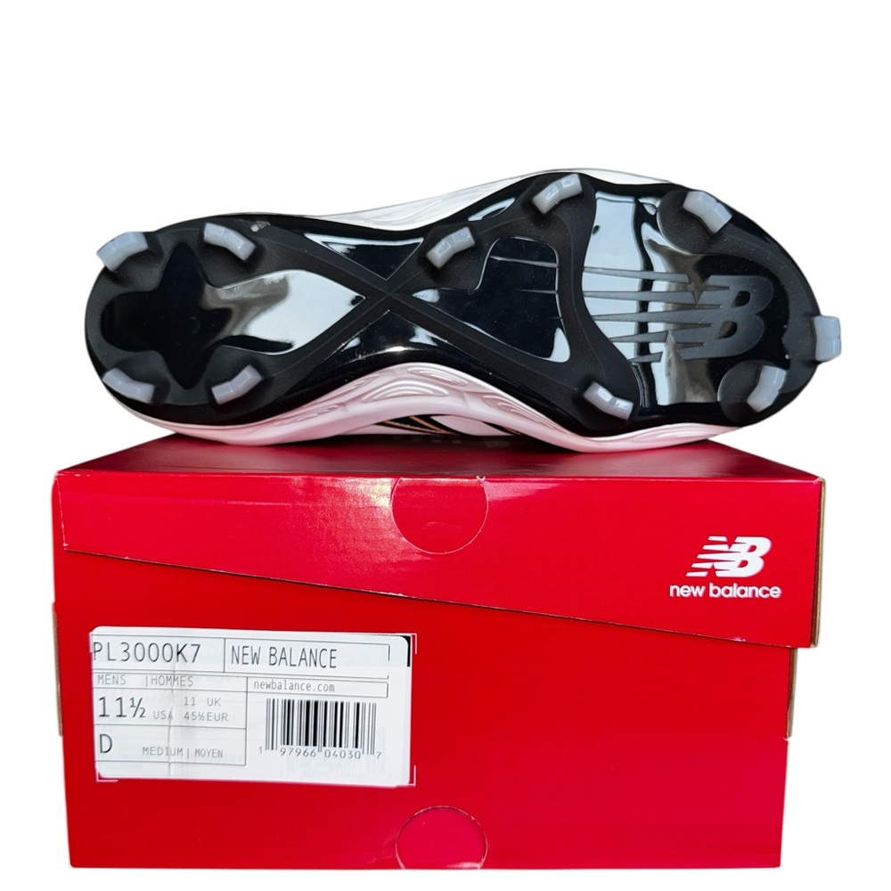 New Balance 3000v7 Fresh Foam Baseball Cleats Men 11.5D PL300K7 White Black NIB - Picture 5 of 12